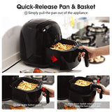 Power Air Fryer Oven, Rackaphile 3.7 Qt Electric Air Fryer XL Airfryer No Oil with Digital LED Touch Screen, 8 Preset Settings, Temperature Timer Control, 360° Rapid Hot Air Technology, Oil-Free and Healthy, for Home Kitchen Meals, Black