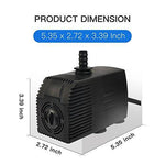 Simple Deluxe 400 GPH UL Listed Submersible Pump with 15' Cord, Water Pump for Fish Tank, Hydroponics, Aquaponics, Fountains, Ponds, Statuary, Aquariums & Inline