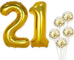 KatchOn Number 21 and Gold Confetti Balloons - Large, 40 Inch Foiil Gold Balloons | 5 Gold Confetti Balloons, 12 Inch | 21st Birthday Party Decorations | Party Supplies for Anniversary Décor