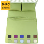 EMONIA Queen Sheets Set -6 Pieces Bed Sheets-Microfiber Super Soft 1800 Series Deep Pocket Fitted Sheets-Wrinkle