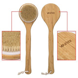 VAMIX 100% All Natural Boar Bristle Bath Dry Body Brush-Exfoliating Body Massager with Long Wooden Handle for Dry Brushing and Shower