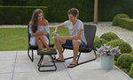 Keter Rio 3 Pc All Weather Outdoor Patio Garden Conversation Chair & Table Set Furniture, Grey