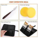 Paint Brush Set, Ekkong 15Pcs Art Paint Brushes with Free Palette Knife, Watercolor Sponge and Pop-up Carrying Case for for Acrylic, Oil, Watercolor and Gouache Painting, Adult and Kid (White)