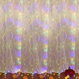 Juhefa Curtain Lights, USB Powered Fairy Lights String,IP64 Waterproof & 8 Modes Twinkle Lights for Parties, Bedroom Wedding,Valentines' Day Wall Decorations (300 LEDs,9.8x9.8Ft, Warm White)