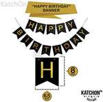 KATCHON 031 Party Decorations Kit-Happy Birthday Banner, 30th Balloons,Gold and Black, Number 30