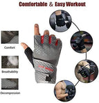 day wolf New Full Finger Workout Gloves Gym Exercise Half Finger Fitness Gloves Heavy Weight Lifting Leather Palm Protection Strong Grip Padded Quality Breathable Comfort Gloves