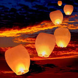 50 PCS || White flying Chinese Paper Lanterns Sky Fire Fly Candle Lamp for Wish Wedding || White color || Make a wish and release into the sky || by ★★★ Royal ♛ Shop ★★★