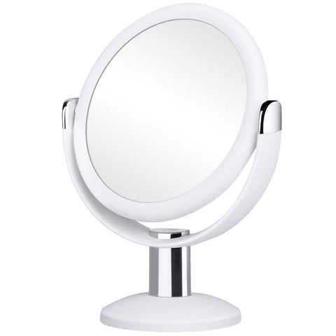 Orange Tech 1X & 10X Double Sided Magnified Makeup Mirror, Magnifying Vanity Mirror with 360 Degree Rotation for Bathroom or Bedroom Table Top - White