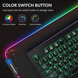 LED RGB Gaming Mouse Pad - 10 Light Modes Extended Computer Keyboard Mat with Durable Stitched Edges and Non-Slip Rubber Base, High-Performance Large Mouse Pad Optimized for Gamer 31.5X11.8X0.15Inch