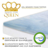 Gel Memory Foam Mattress Topper Queen Size Bed Pad - Made in The USA - 2 Inch Queen Mattress Topper for Extra Padding - Next Level Gel Infused Toppers - 3 Year Warranty