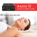 Alarm Clock Radio, Digital Alarm Clock with AM/FM Radio, Sleep Timer, Dimmer, Snooze, 0.6” Digital LED Display and Battery Backup Function