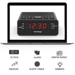 Alarm Clock Radio, Digital Alarm Clock with AM/FM Radio, Sleep Timer, Dimmer, Snooze, 0.6” Digital LED Display and Battery Backup Function