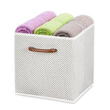 MaidMAX Foldable Storage Cubes, Set of 6 Decorative Fabric Storage Bins Containers Organizers Drawers with Wood Handles for Shelves Clothes Closet Kids Bedroom, Gray Polka Dot