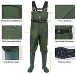 TIDEWE Bootfoot Chest Wader, 2-Ply Nylon/PVC Waterproof Fishing & Hunting Waders for Men and Women (Green and Brown)