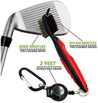 Yoport Golf Club Brush and Club Groove Cleaner 2 Ft Retractable Zip-line Aluminum Carabiner, Lightweight and Stylish, Ergonomic Design, Easily Attaches to Golf Bag