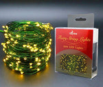 YULETIME Fairy String Lights with Adapter, 66Ft 200 LEDs Waterproof Starry Copper Wire Lights, Home Decor Firefly Lights for Garden Backyard Christmas Tree (Green Wire, Warm White)