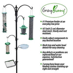 Gray Bunny GB-6844 Premium Bird Feeding Station Kit, 22" Wide x 91" Tall (82 inch Above Ground) Black, A Multi Feeder Hanging Kit & Bird Bath for Attracting Wild Birds, Birdfeeder and Planter Hanger