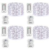 4 Pack Fairy Lights Fairy String Lights Battery Operated Waterproof 8 Modes Remote Control 50 Led String Lights 16.4ft Silver Wire Firefly lights for Bedroom Wedding Festival Decor (Cool White) ¡­