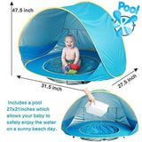 Baby Beach Tent, Pop Up Portable Sun Shelter with Pool, 50+ UPF UV Protection & Waterproof 300MM, Summer Outdoor Baby Tent for Aged 0-4 Infant Toddler Kids Parks Beach Shade by TURNMEON