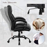 High-Back Big and Tall Office Chair 500lb Executive Chair Ergonomic PU Desk Task Chair Rolling Swivel Chair Adjustable Computer Chair with Lumbar Support Headrest Leather Chair for Women, Men (Black)