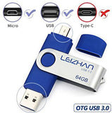 LEIZHAN OTG 32GB USB Flash Drive USB 2.0 Micro USB Pen Drive Memory Stick u Disk (Blue)