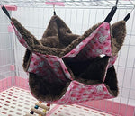 WOWOWMEOW Small Animal Cage Hanging Bunkbed Hammock Warm Fleece Bed for Sugar Glider Ferret Squirrel