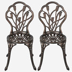 HOMEFUN Bistro Table Set, Outdoor Patio Set 3 Piece Table and Chairs, Tulip Carving and Weather Resistant (Antique Bronze)