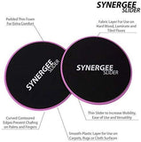 Synergee Core Sliders. Dual Sided Use on Carpet or Hardwood Floors. Abdominal Exercise Equipment