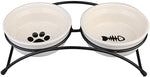 Ymachray Pet Feeder Double Ceramic Bowl for Small Dogs and Cats