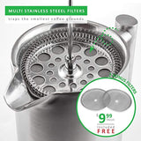 LINKYO French Press Coffee Maker - Brushed Finish Stainless Steel Coffee Press 34oz, 1L