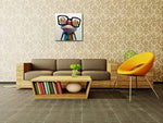 Muzagroo Art Oil Painting Modern Art Happy Frog Painted by Hand on Canvas Stretched Ready to Hang Wall Art(24x24in)