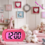ZHPUAT Colorful Light Digital Alarm Clock with Snooze, Simple Setting, Progressive Alarm, Battery Operated, Shockproof, The Ideal Gift Clock for Kids & Convenient for Travel (Pink)