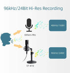 USB Streaming Podcast PC Microphone, SUDOTACK Professional 96KHZ/24Bit Studio Cardioid Condenser Mic Kit with Sound Card Desktop Stand Shock Mount Pop Filter, for Skype Youtuber Gaming Recording