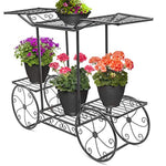 Sorbus Garden Cart Stand & Flower Pot Plant Holder Display Rack, 6 Tiers, Parisian Style - Perfect for Home, Garden, Patio (Black)