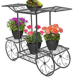 Sorbus Garden Cart Stand & Flower Pot Plant Holder Display Rack, 6 Tiers, Parisian Style - Perfect for Home, Garden, Patio (Black)