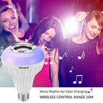 Texsens LED Light Bulb with Integrated Bluetooth Speaker, 6W E26 RGB Changing Lamp Wireless Stereo Audio with 24 Keys Remote Control