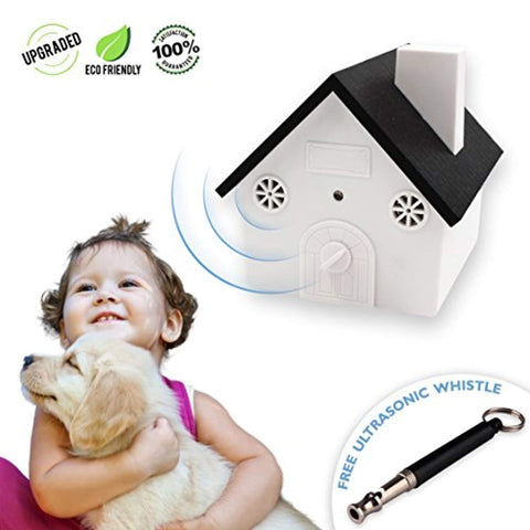 Upgraded Value Pack, Safe Ultrasonic Anti-Barking Dog Device with Sonic Whistle, Outdoor Bark Controller, Humane Sonic Bark Deterrent to Stop Barking, No Collar Hanging Birdhouse Design Training Dogs