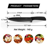 SHAN ZU Ceramic Knife 8 Inch Black Zirconium Blade Black Ergonomic Handle Matte Finish Chef Knife Healthy Kitchen Cutlery with Sheath Gift Box