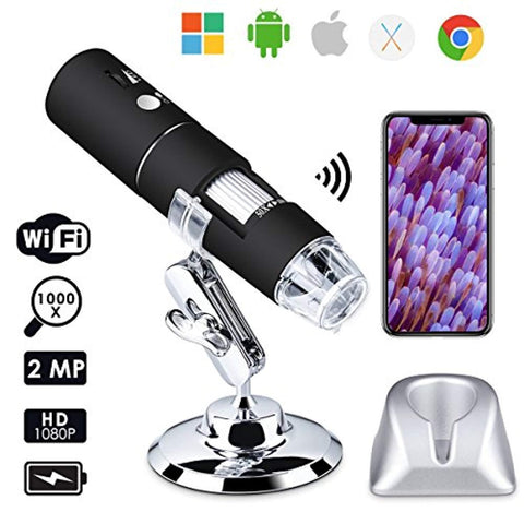 Portable Wireless WiFi Digital Microscope USB 2MP 1080P HD 50x to 1000x Magnification Handheld Endoscope Metal Stand