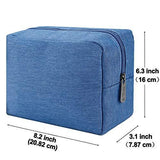 E-Tree 7 inch Canvas Zippered Small Bag, Mini Travel Makeup Carrying Case, Cosmetic Bag, Portable Electronics Accessories Organizer, Tiny Coin Purse Wallet, Little Pouch for Little Items, Blue