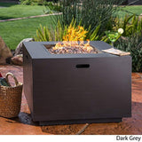 Great Deal Furniture Jasmine Outdoor Dark Grey Finish Iron 33 Inch Square Fire Pit - 50,000 BTU