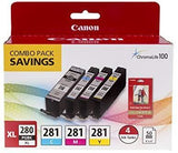 PGI-280XL/CLI-281 5 Color Pack "Canon PGI-280XL/CLI-281 5 Color Pack  Compatible to TR8520, TR7520, TS9120 Series,TS8120 Series, TS6120 Series"