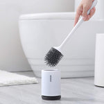 COSTOM Silicone Toilet Brush and Holder Upgraded Modern Design with Soft Bristle, Bathroom Toilet Bowl Brush Set,Toilet Cleaning Brush Kit, Constructed of Durable Thermo Plastic Rubber (Floor)