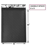 UCGOU #0 Black Poly Bubble Mailers 6x10 Inch Padded Envelopes Shipping Bags 50pcs