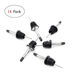 Homder 14Pack Pourer Bottle Spout Free Flow Stainless Steel Pourers for Liquor, Whiskey, Oil Bottle Spouts with Rubber Dust Caps, 100% non-rust, Durable&Professional