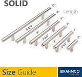 30 Pack | 5" Solid Brushed Nickel T Bar Cabinet Pulls: 3" inch Hole Center | Brahmco 320-5 Modern Euro Style Stainless Steel Kitchen Cabinet Hardware/Dresser Drawer Handles