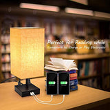 Touch Control Dimmable Table Lamp-Bedside Desk Lamp-Modern Nightstand Lamp for Bedroom Living Room Office with Two USB Charging Ports, Two AC Outlets,Dimmable Vintage 60W Equivalent LED Bulb Included