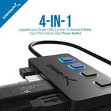 Sabrent 4-Port USB 3.0 Hub with Individual Power Switches and LEDs (HB-UM43)