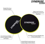 Synergee Core Sliders. Dual Sided Use on Carpet or Hardwood Floors. Abdominal Exercise Equipment