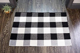 Cotton Buffalo Plaid Rugs Black and White Checkered Rug Welcome Door Mat (23.6"x35.4") Rug for Kitchen Carpet Bathroom Outdoor Porch Laundry Living Room Braided Throw Mat Washable Woven Buffalo Check